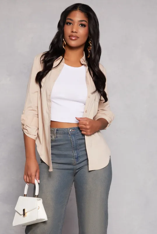 Basic Poplin Button Front Shirt sold by Rainbow