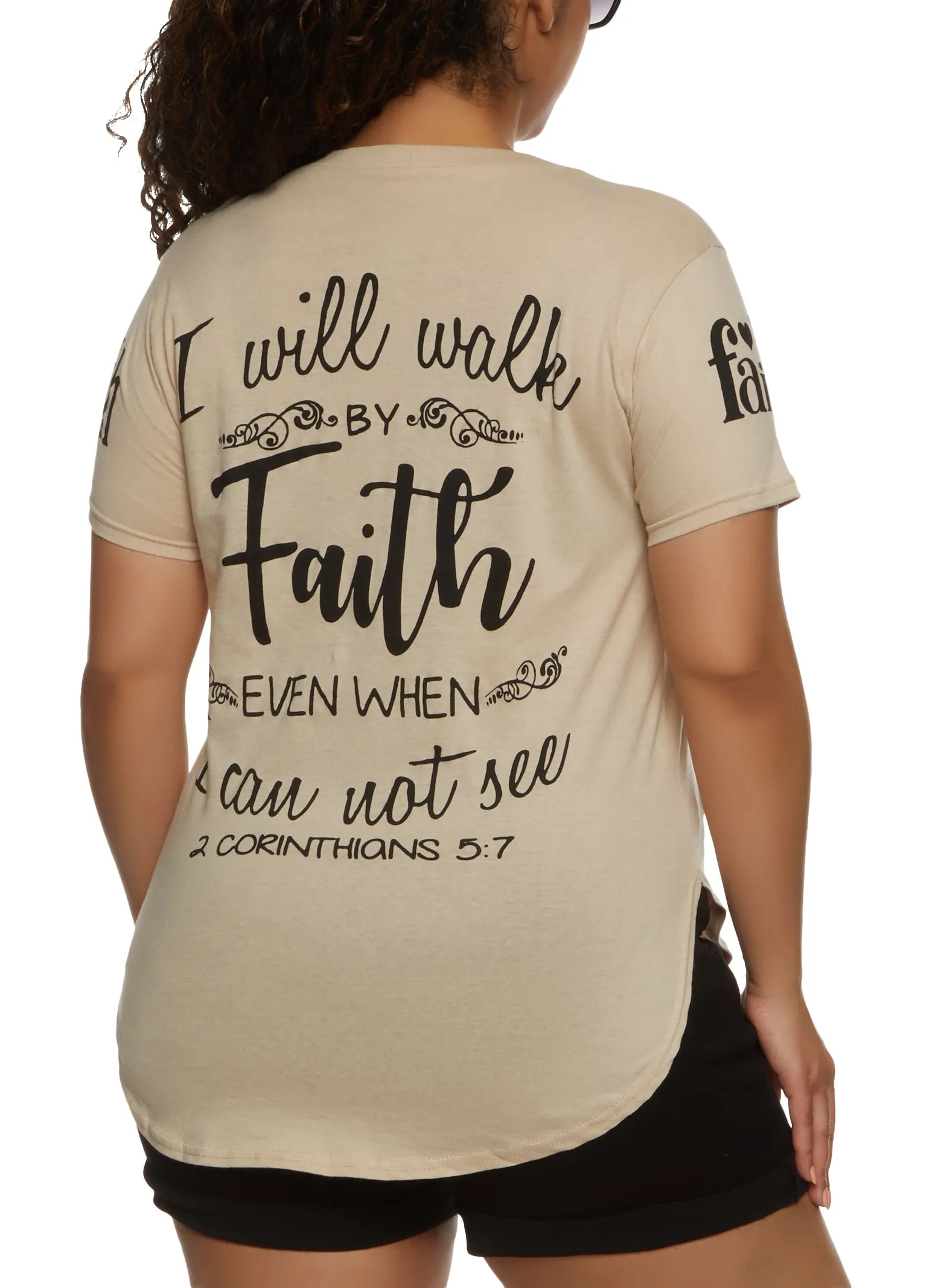 Plus Size Walk By Faith Not By Sight Sequin Graphic Tee sold by Rainbow product image thumbnail 2
