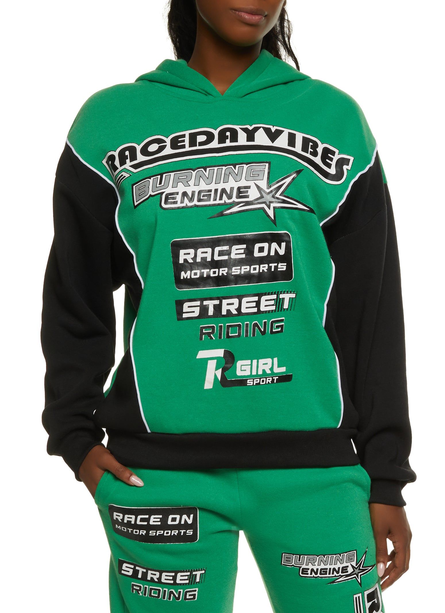 Color Block Race Day Vibes Graphic Hoodie sold by Rainbow