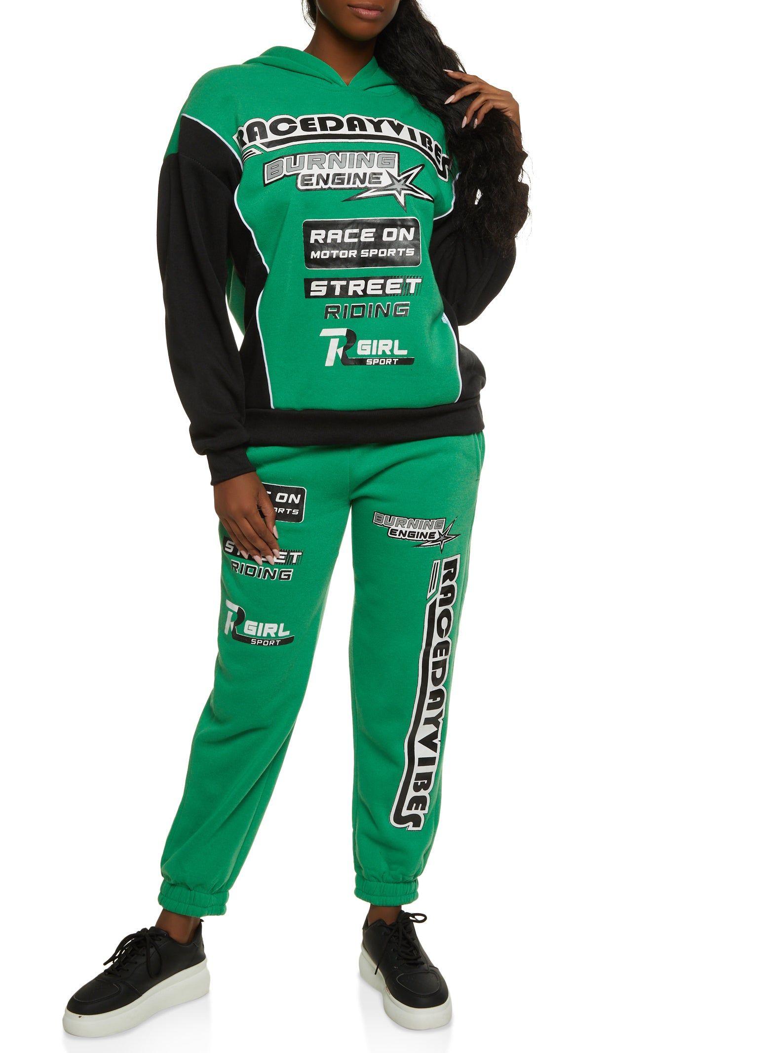 Color Block Race Day Vibes Graphic Hoodie sold by Rainbow product image thumbnail 2