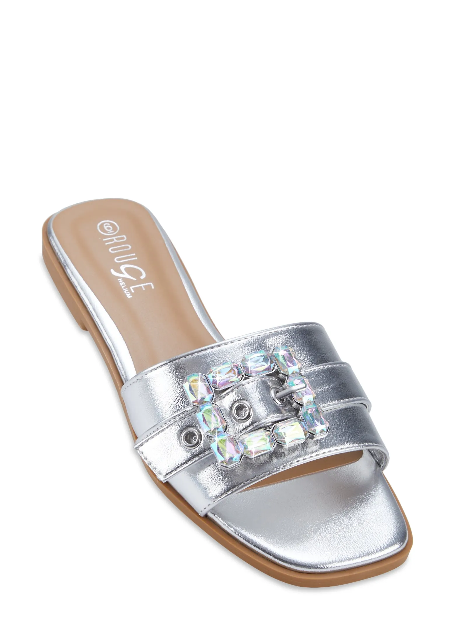 Rhinestone Buckle Slide Sandals sold by Rainbow