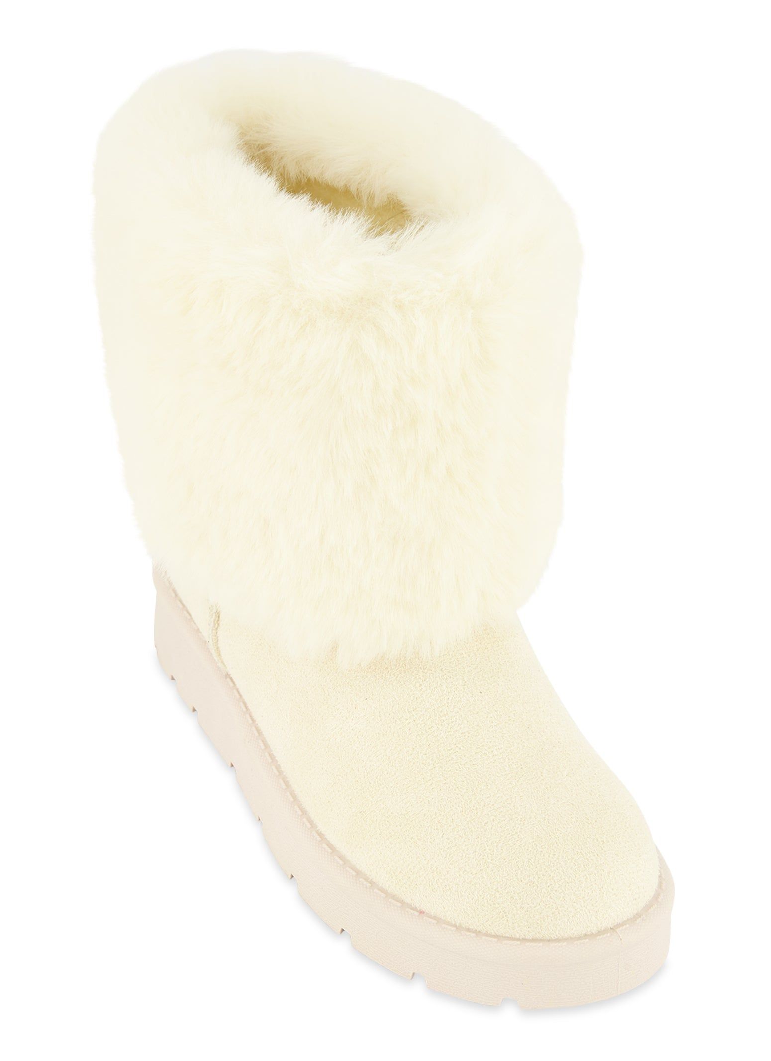 Faux Fur Cuff Platform Boots sold by Rainbow