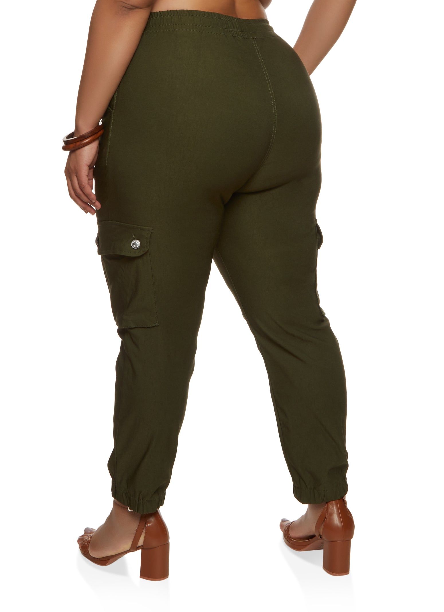 Plus Size Solid Drawstring Cargo Joggers sold by Rainbow product image thumbnail 2