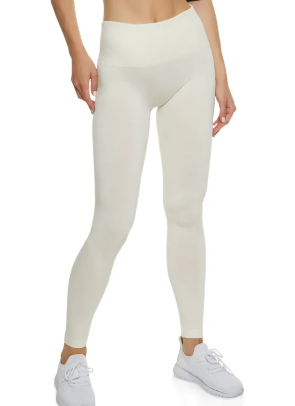 Textured Waistband High Waist Leggings sold by Rainbow