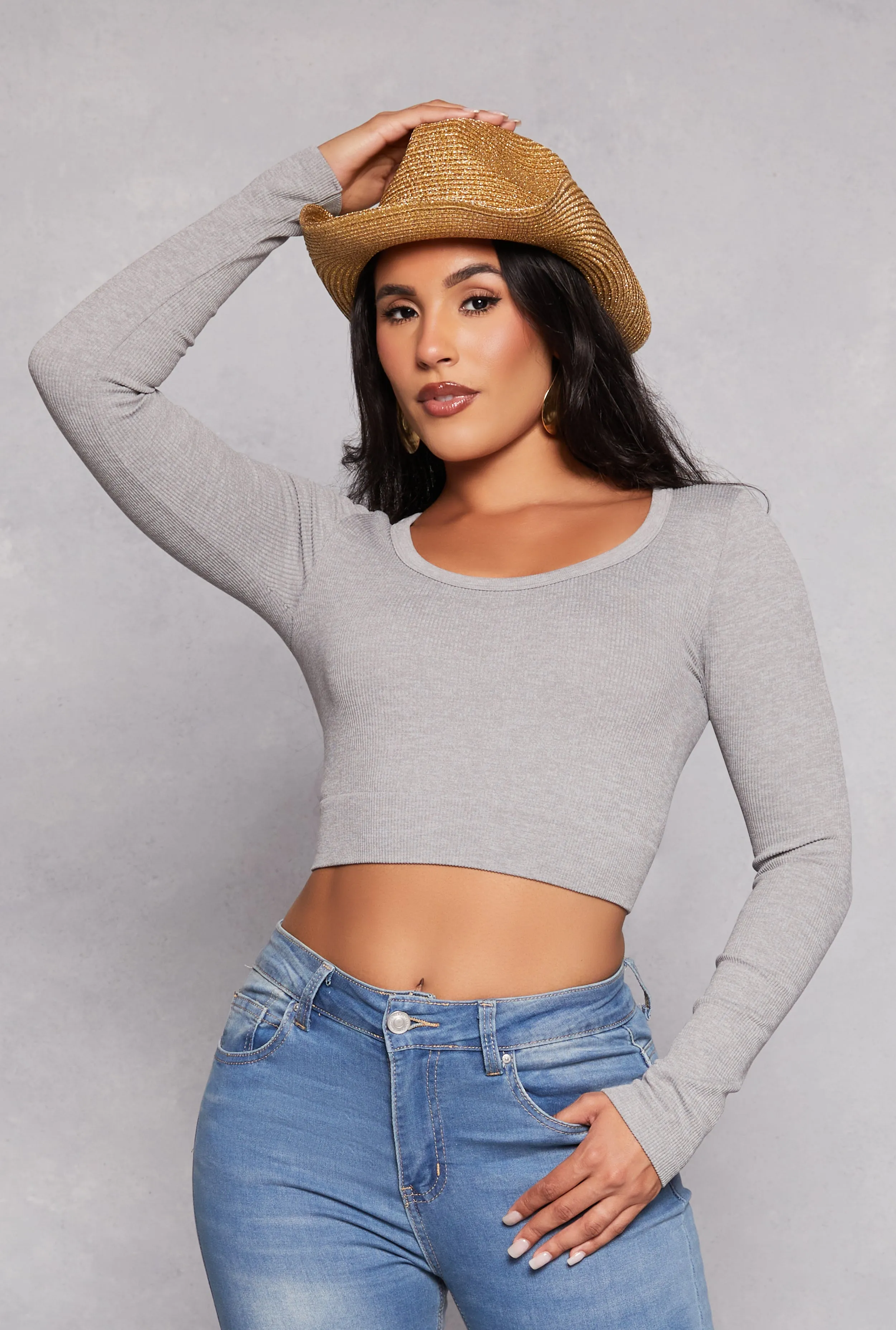 Seamless Ribbed Scoop Neck Crop Top sold by Rainbow