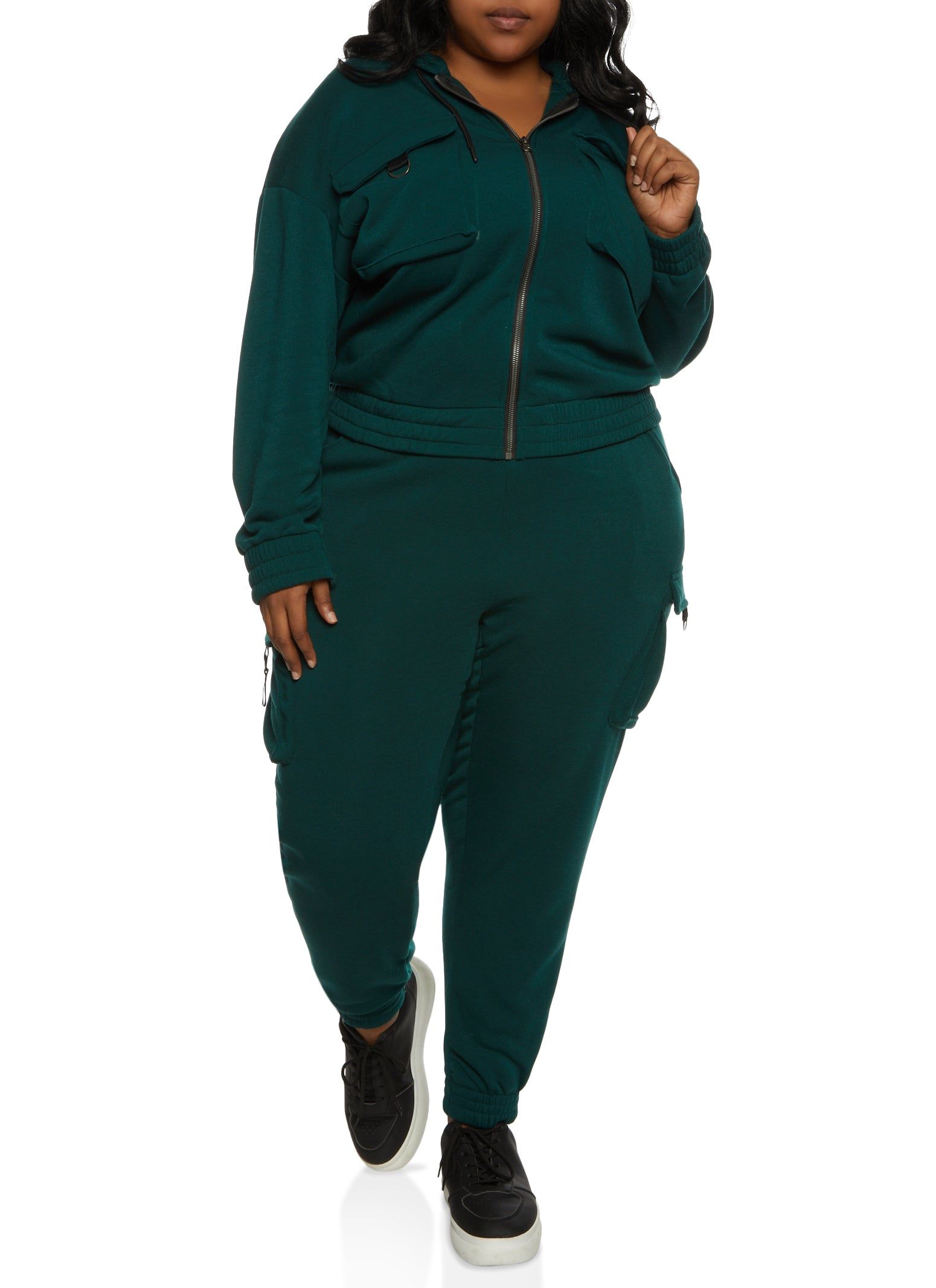 Plus Size Cargo Pocket Front Zip Front Hoodie sold by Rainbow product image thumbnail 2