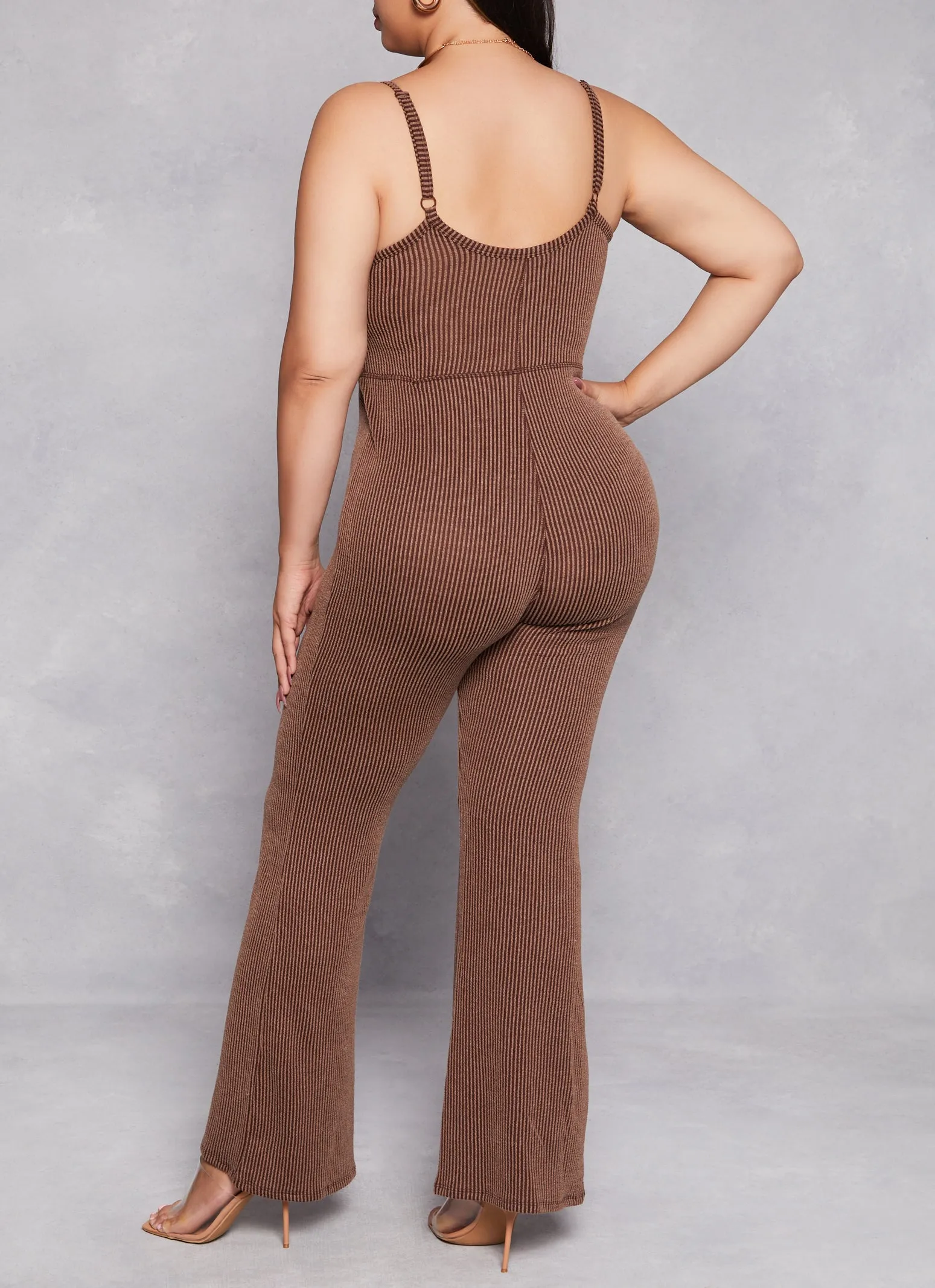 Plus Size Almost Famous Ribbed Cami Flare Jumpsuit sold by Rainbow product image thumbnail 3