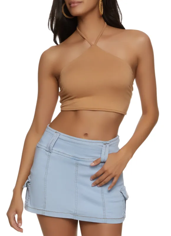 Iris Tie Back Halter Neck Crop Top sold by Rainbow