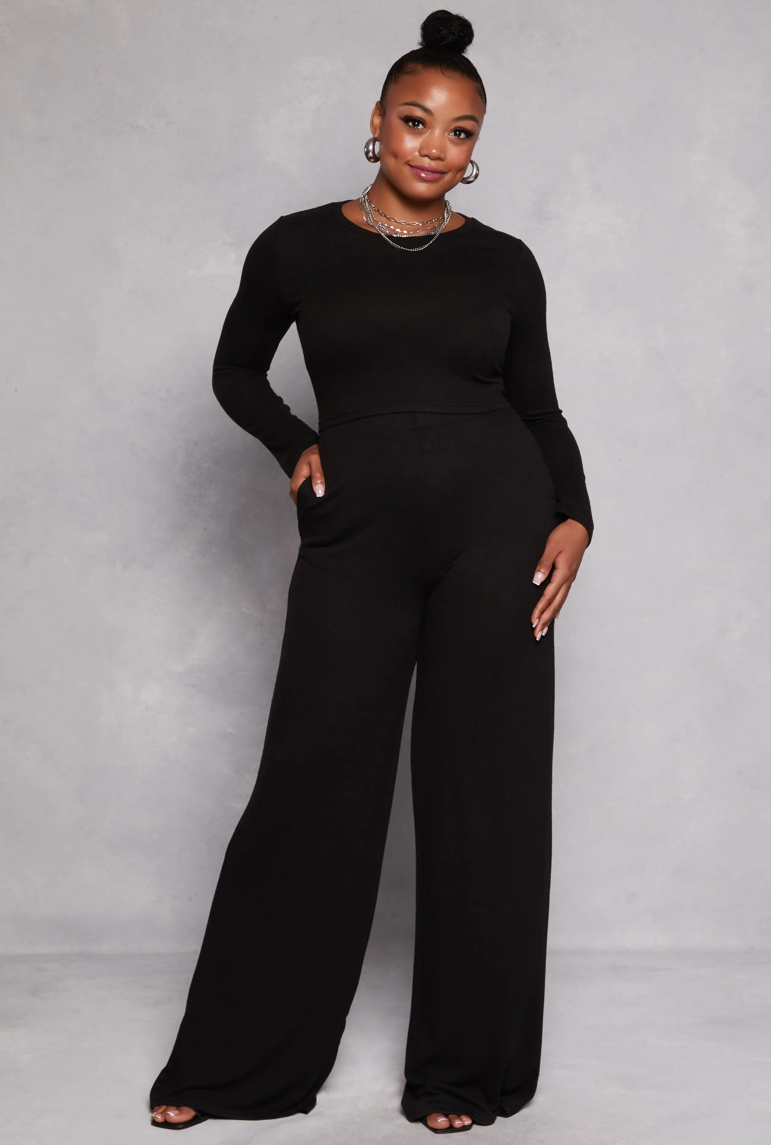 Plus Size Brush Knit High Waist Pants sold by Rainbow