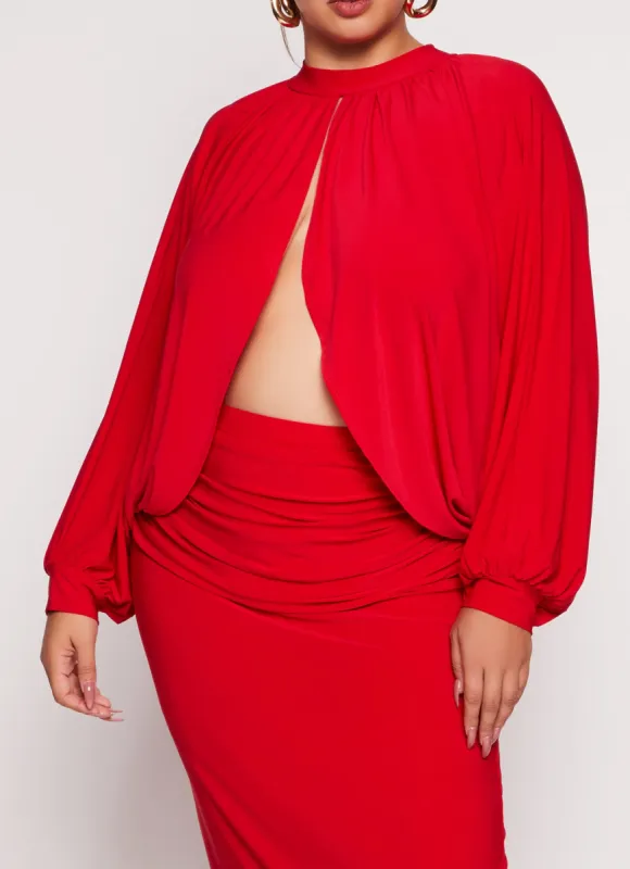 Plus Size Mock Neck Split Hem Top sold by Rainbow