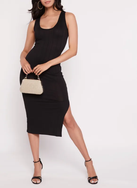 Ribbed Scoop Neck Midi Tank Dress sold by Rainbow