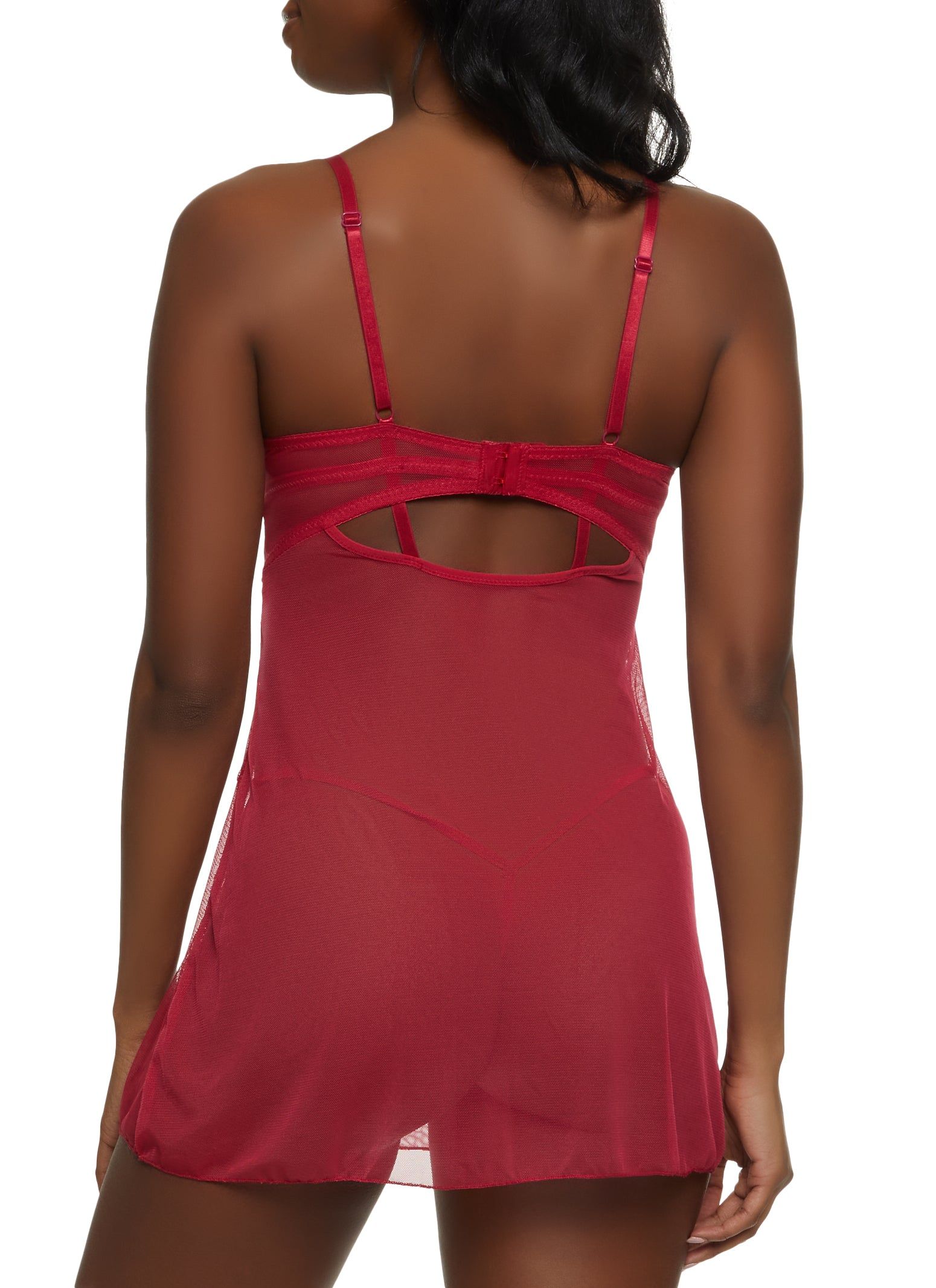 Lace Detail Keyhole Babydoll and G String sold by Rainbow product image thumbnail 2