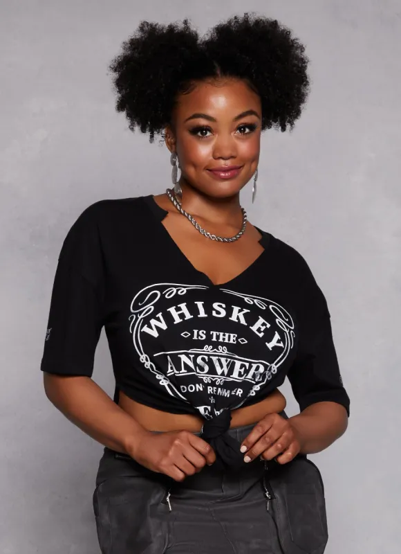 Plus Size Whiskey Is The Answer Graphic Tee sold by Rainbow