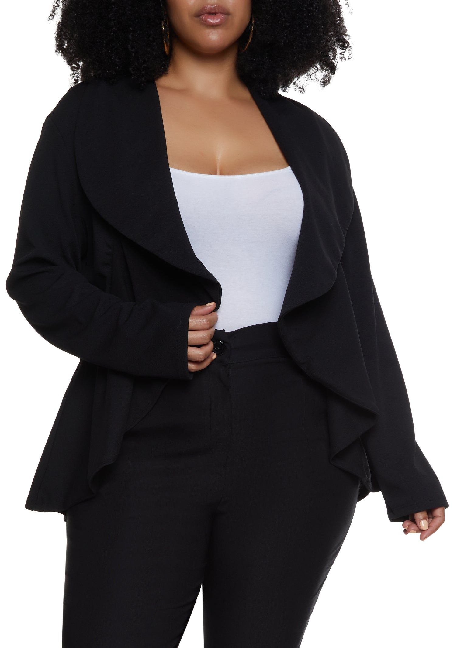 Plus Size Ruffled Blazer sold by Rainbow