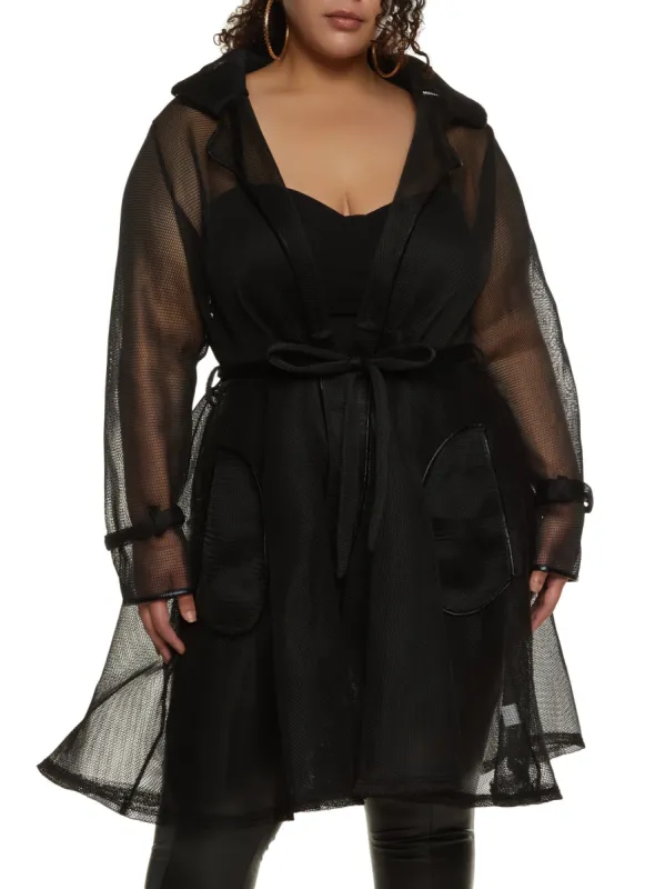 Plus Size Jersey Mesh Wrap Coat sold by Rainbow