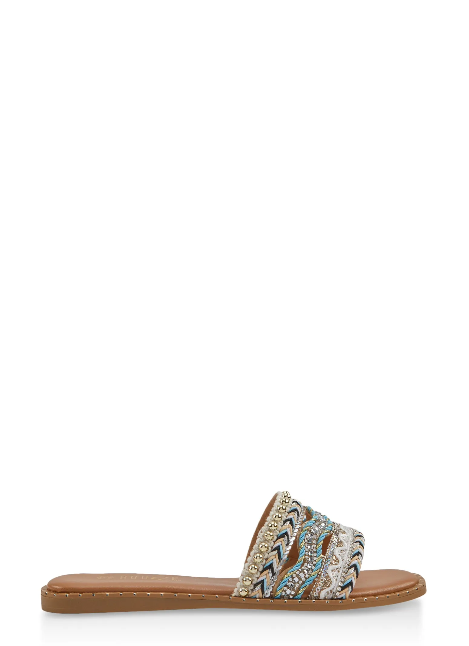 Studded Embroidered Sequin Cut Out Band Slide Sandals sold by Rainbow product image thumbnail 2