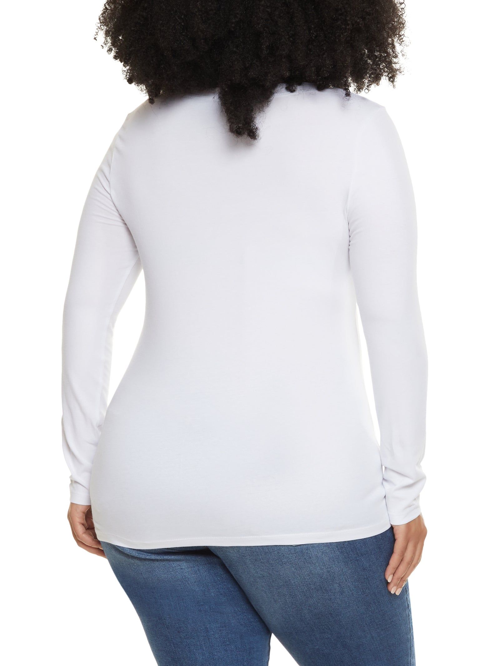 Plus Size Basic V Neck Long Sleeve Tee sold by Rainbow product image thumbnail 2