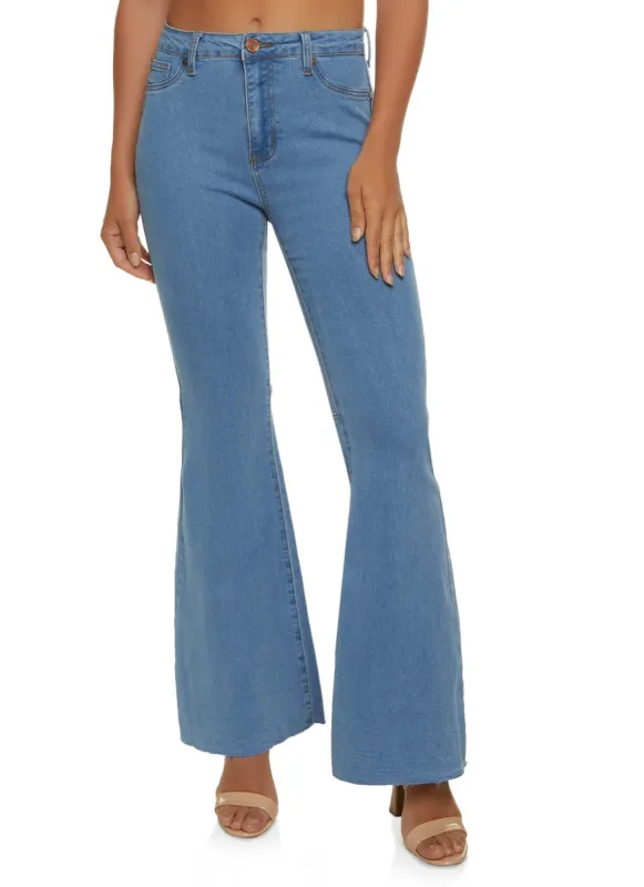 Raw Hem Flared Jeans sold by Rainbow