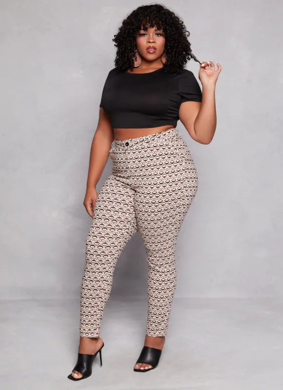 Plus Size Geometric Print Hyperstretch Dress Pants sold by Rainbow