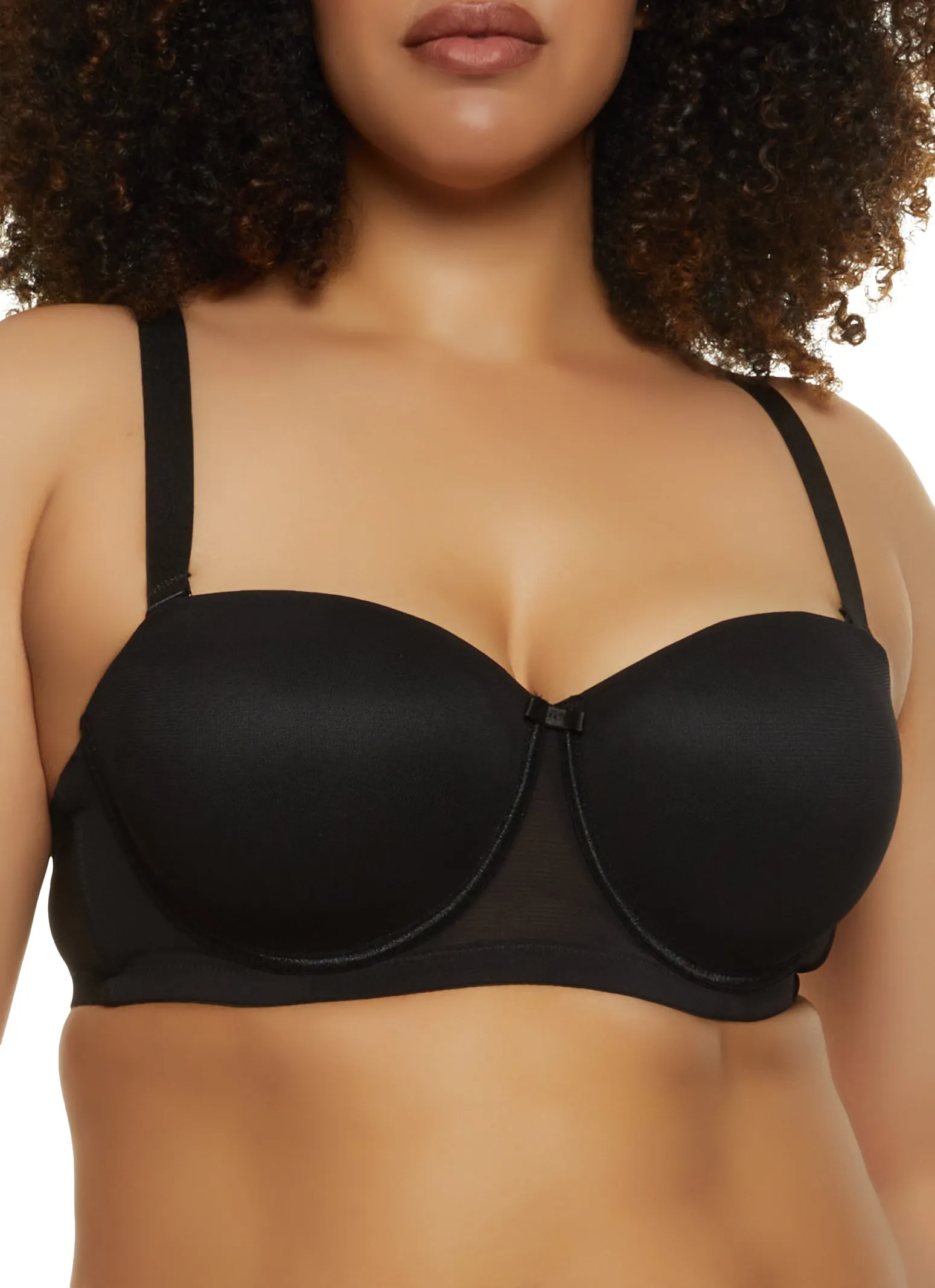Plus Size Mesh Bow Balconette Bra | Convertible to Strapless sold by Rainbow