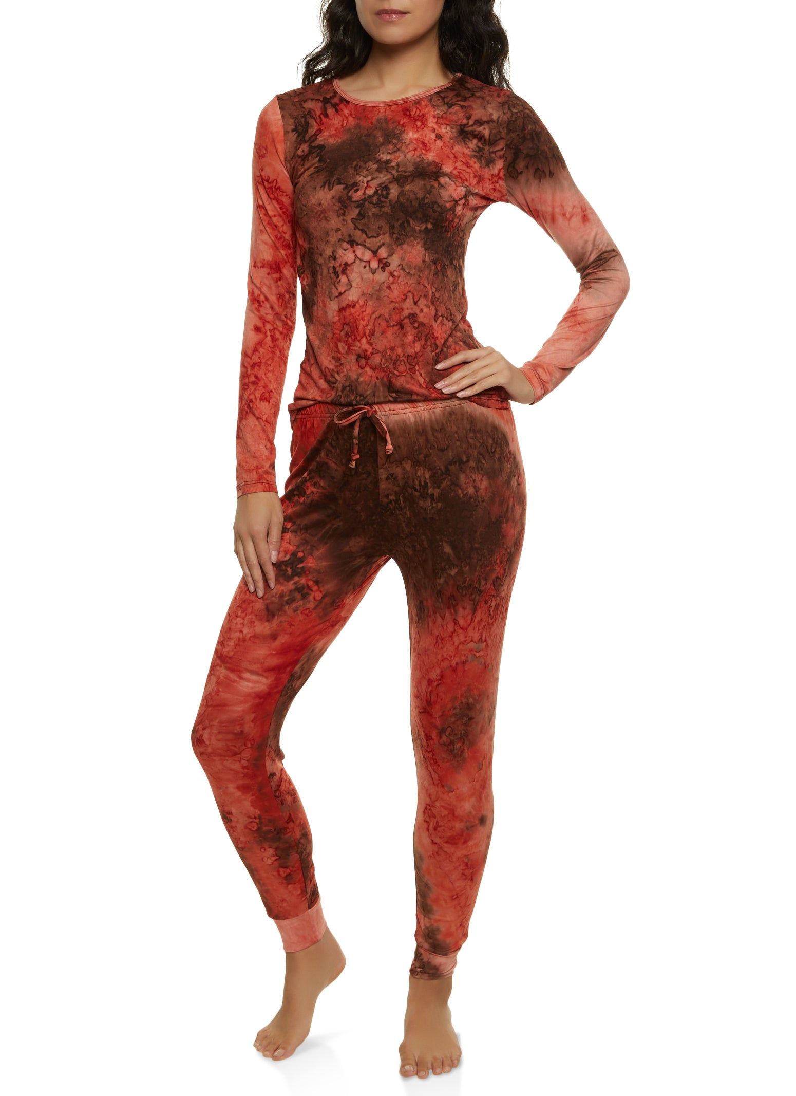 Tie Dye Long Sleeve Pajama Top and Pants Set sold by Rainbow