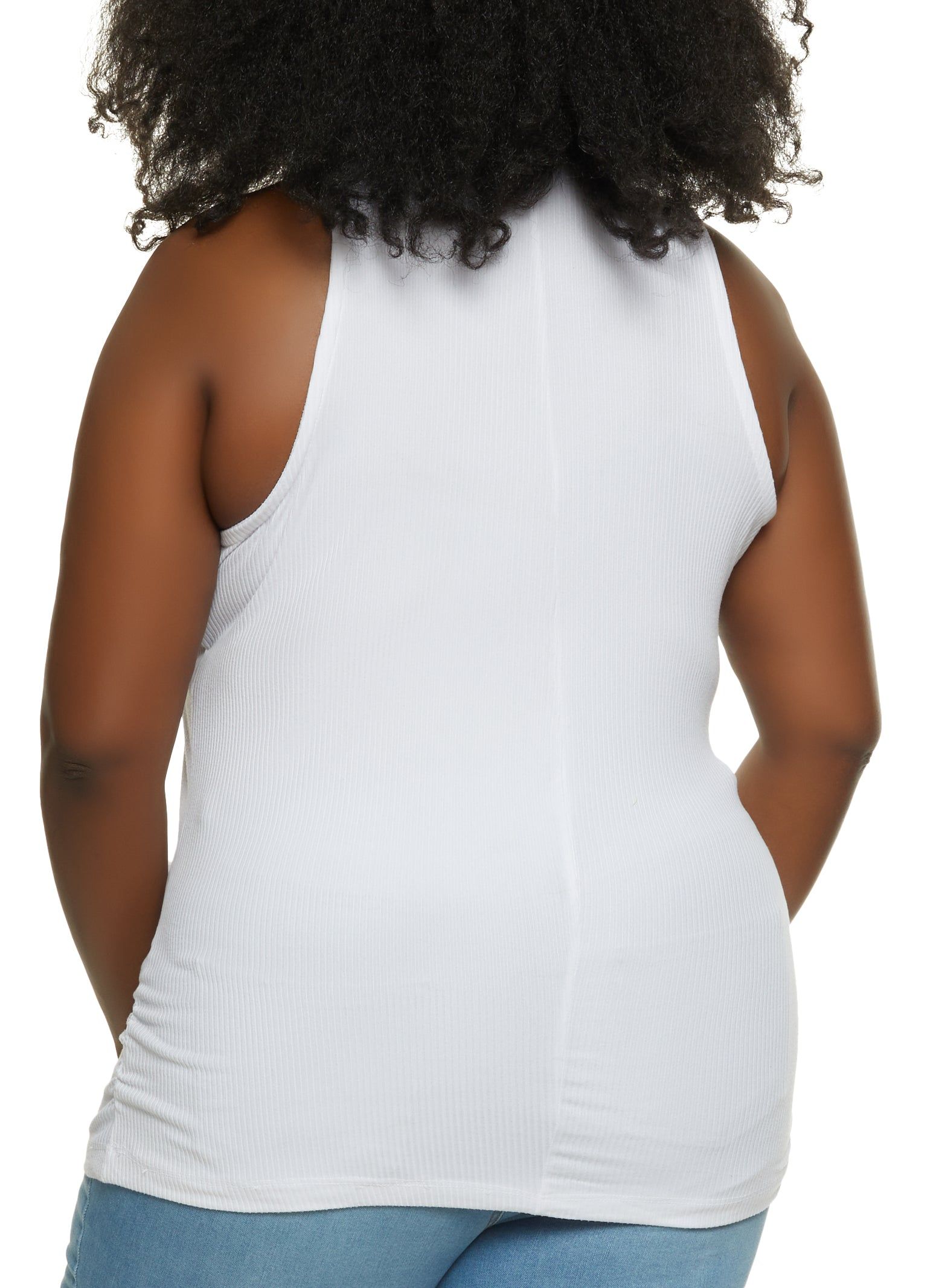 Plus Size Rib Knit Ruched Side Sleeveless Top sold by Rainbow product image thumbnail 2