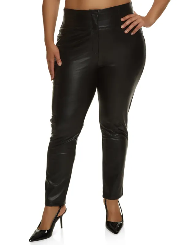 Plus Size Faux Leather High Waist Pants sold by Rainbow