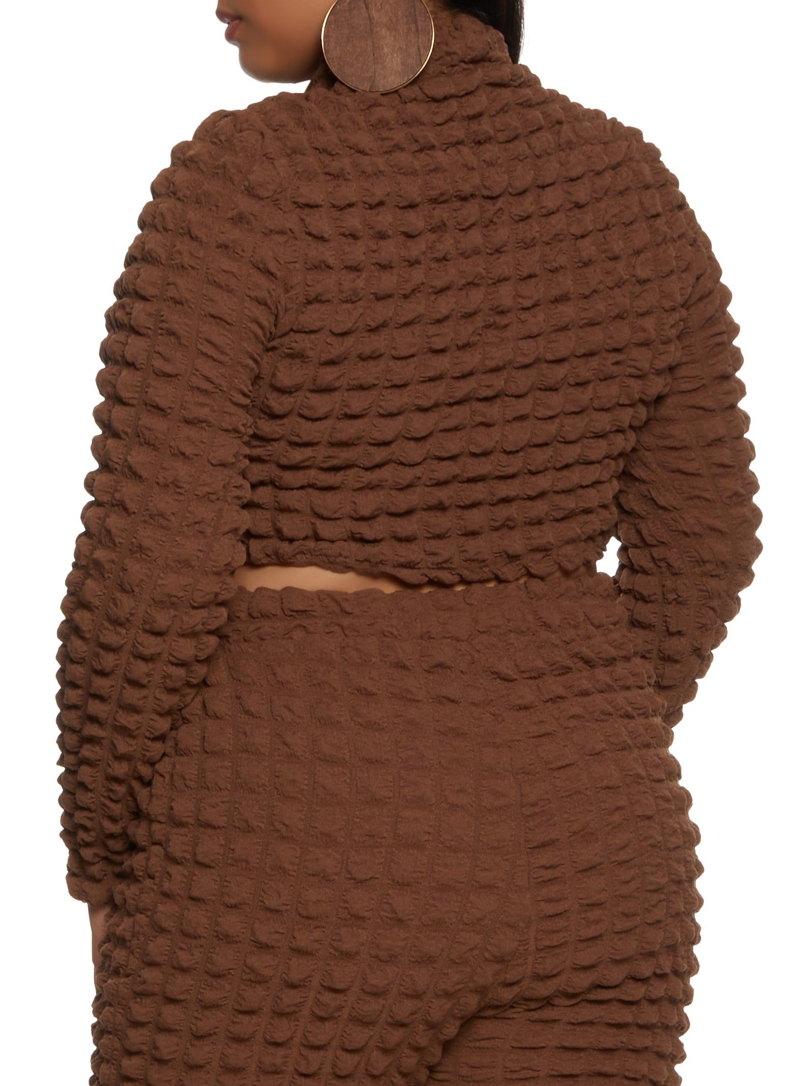 Plus Size Bubble Knit Long Sleeve Crop Top sold by Rainbow product image thumbnail 3