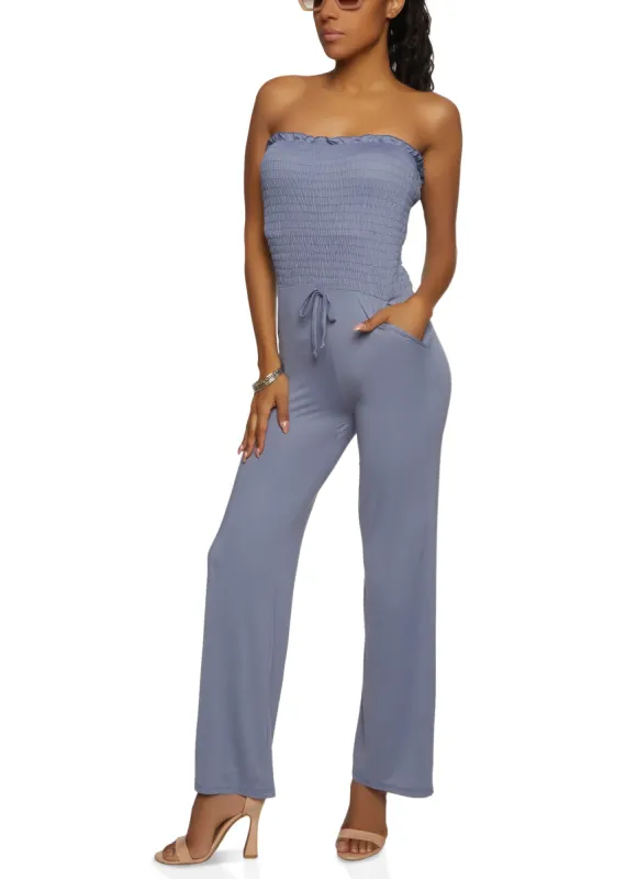 Smocked Strapless Tube Jumpsuit sold by Rainbow