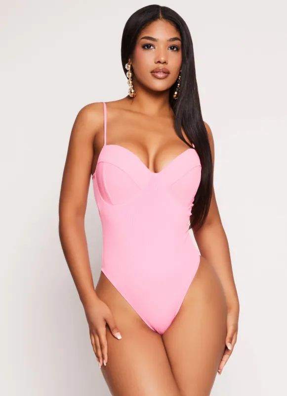 Rib Knit Padded Bustier Bodysuit sold by Rainbow