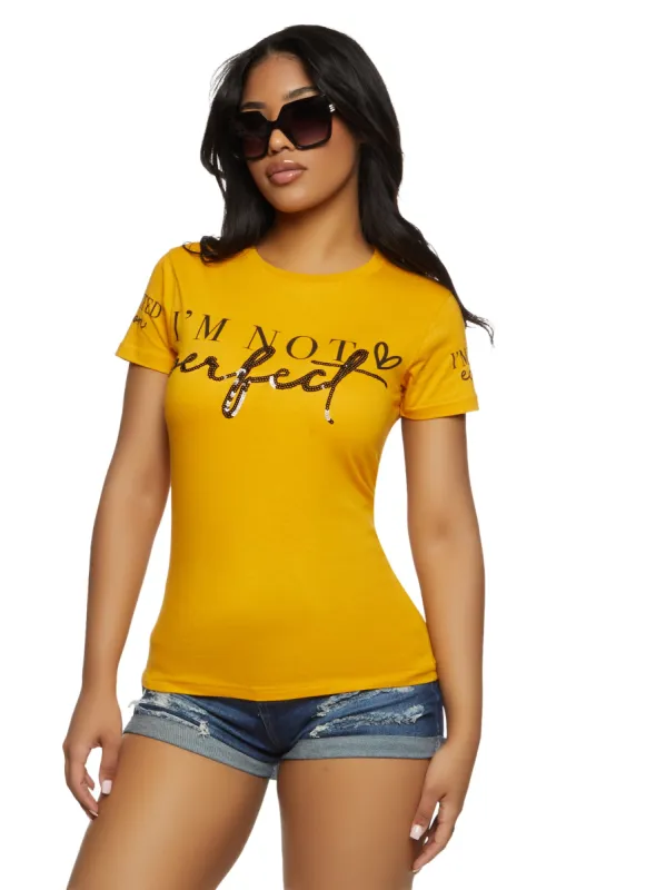 Im Not Perfect Im Limited Edition Sequin Graphic Tee sold by Rainbow