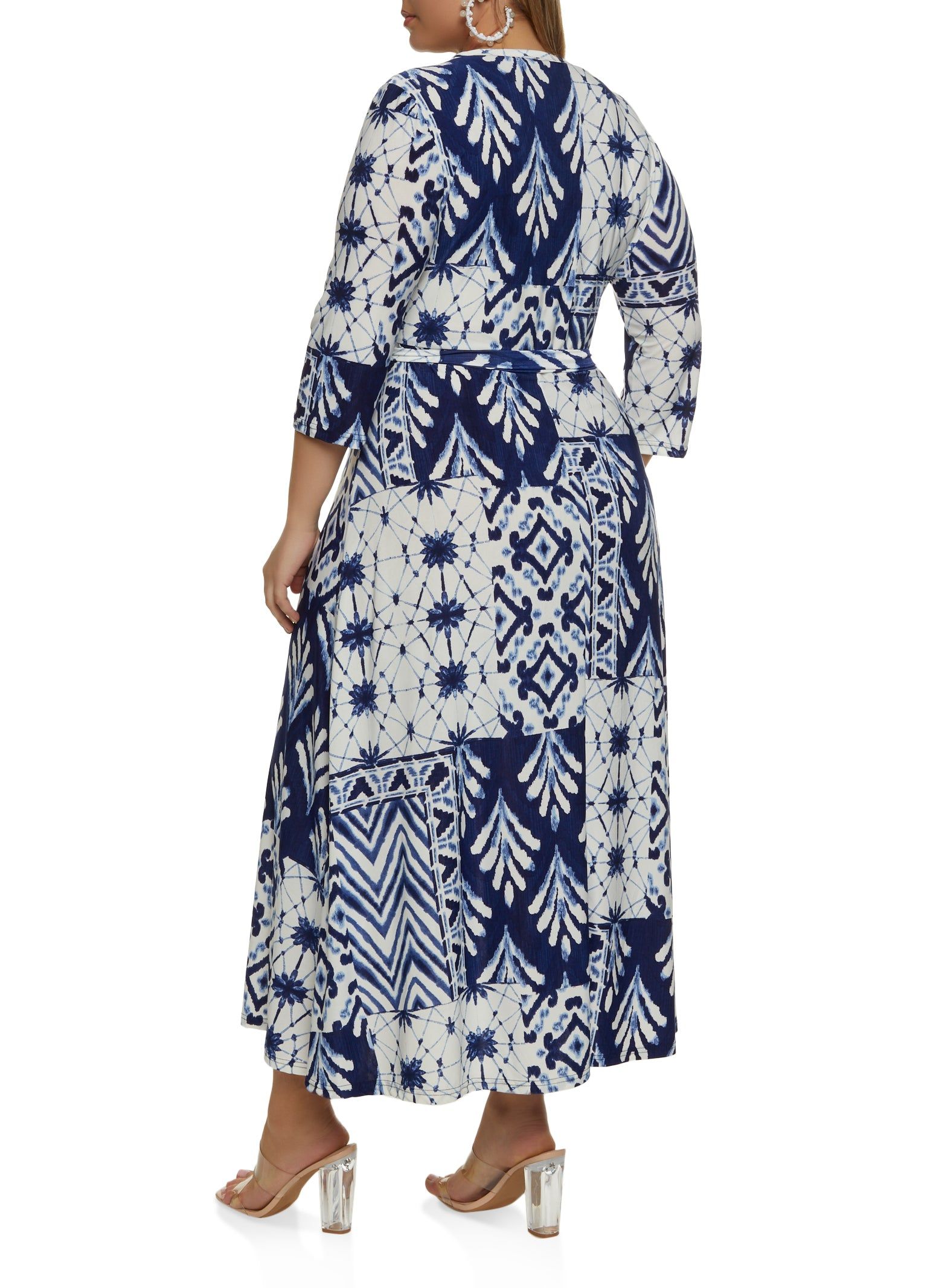 Plus Size Mixed Print Faux Wrap Maxi Dress sold by Rainbow product image thumbnail 3