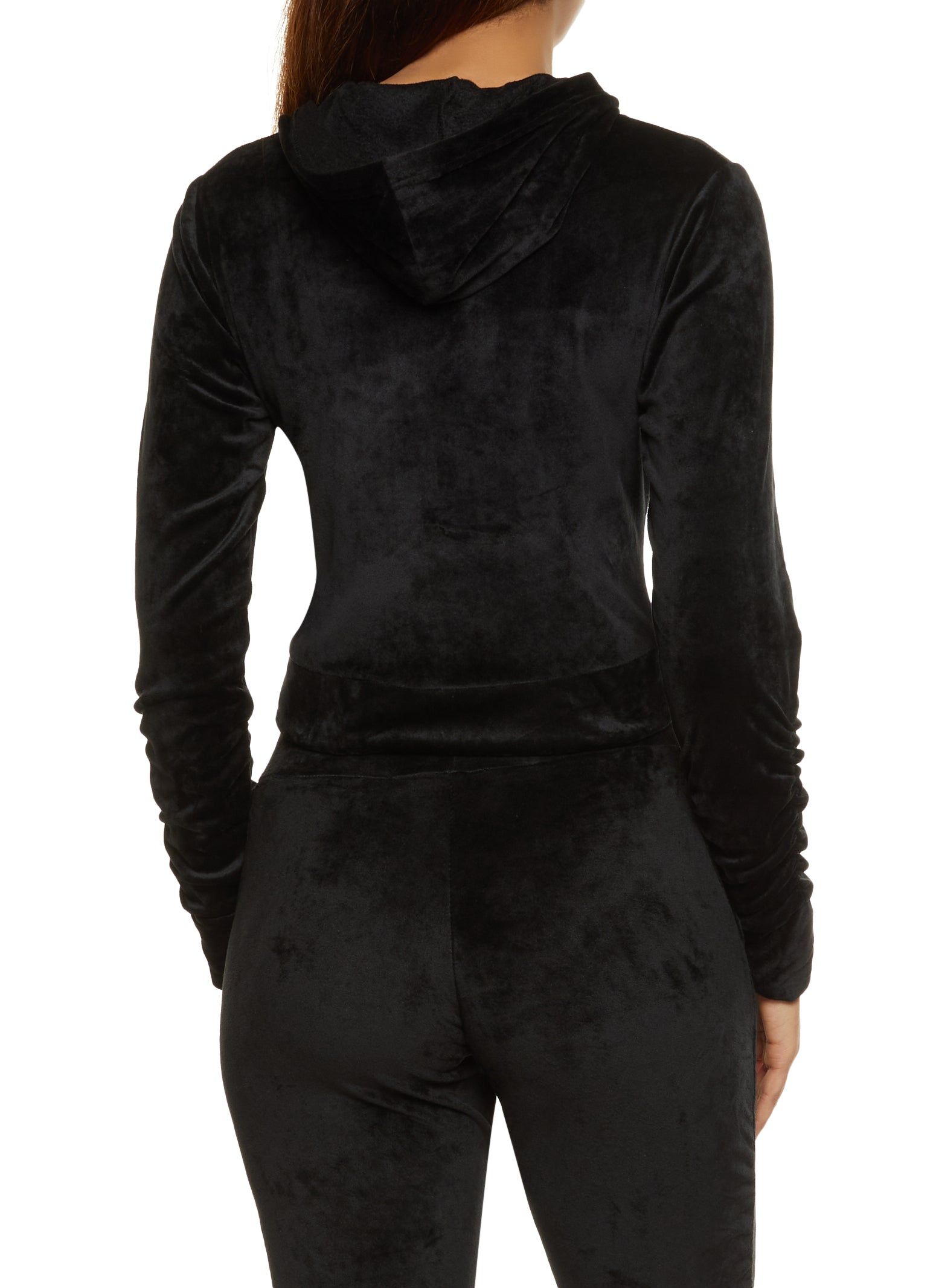 Solid Velour Zip Up Hoodie sold by Rainbow product image thumbnail 3