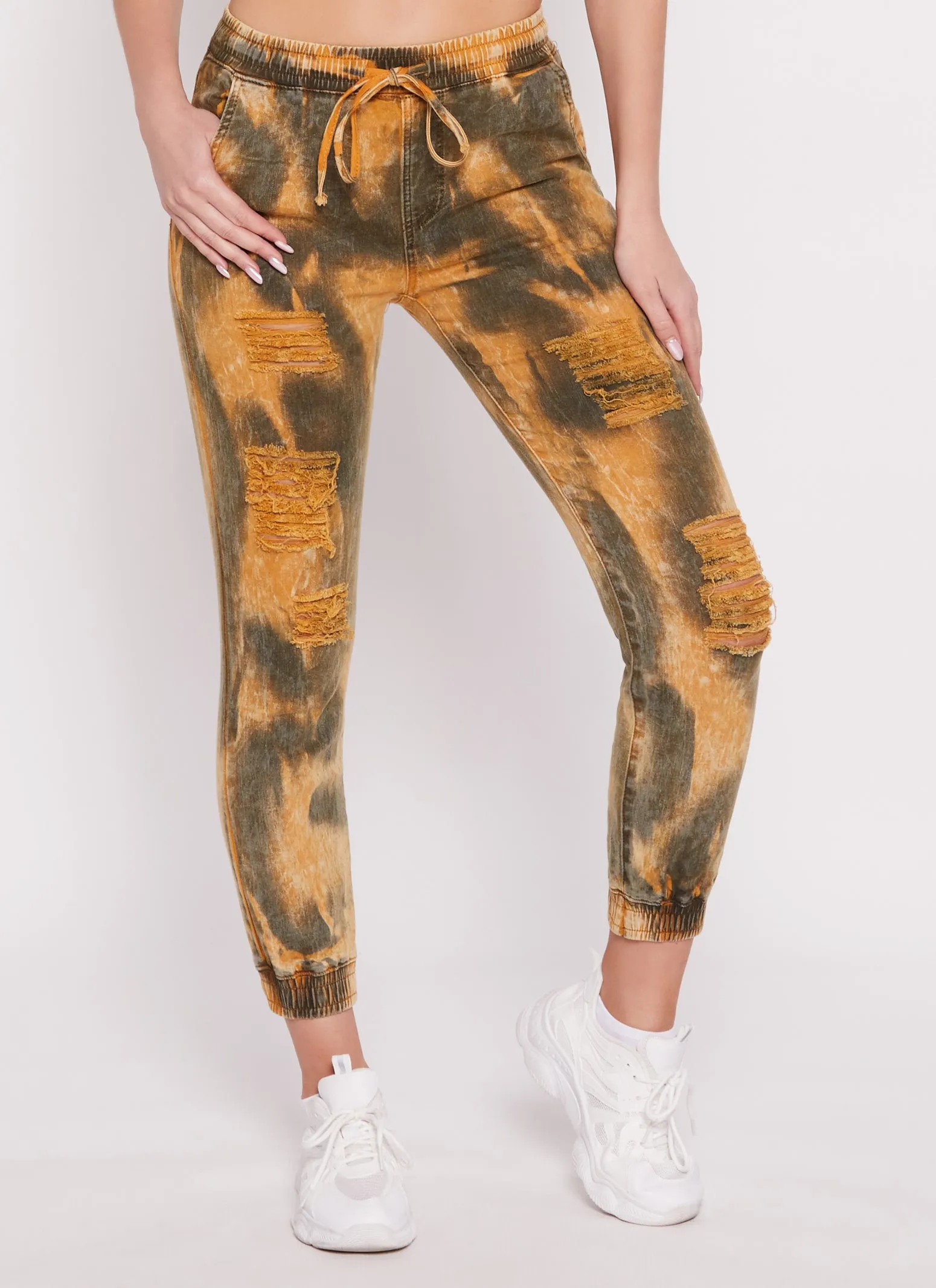 Tie Dye Acid Wash Distressed Denim Joggers sold by Rainbow product image thumbnail 2