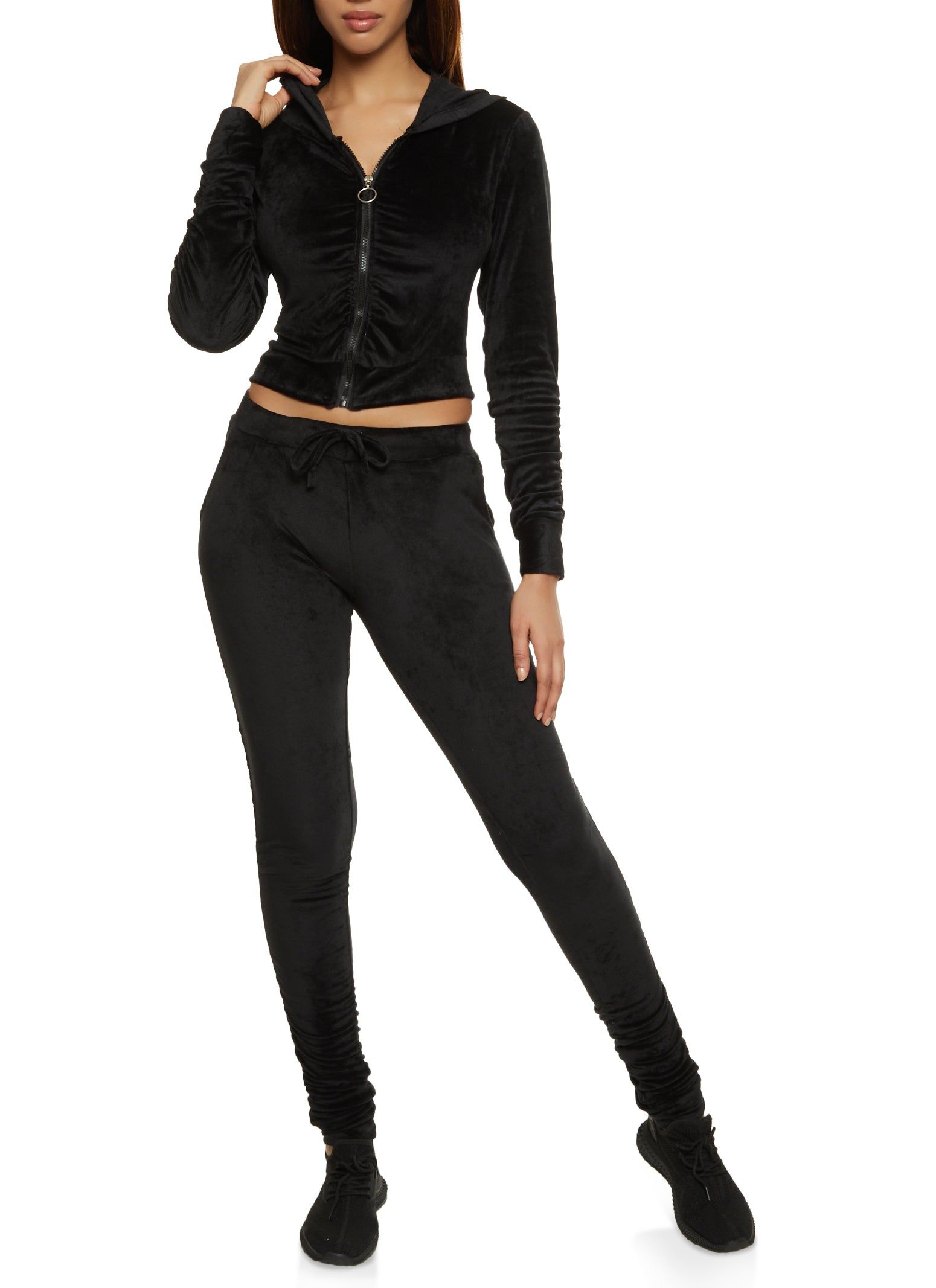 Solid Velour Zip Up Hoodie sold by Rainbow product image thumbnail 2