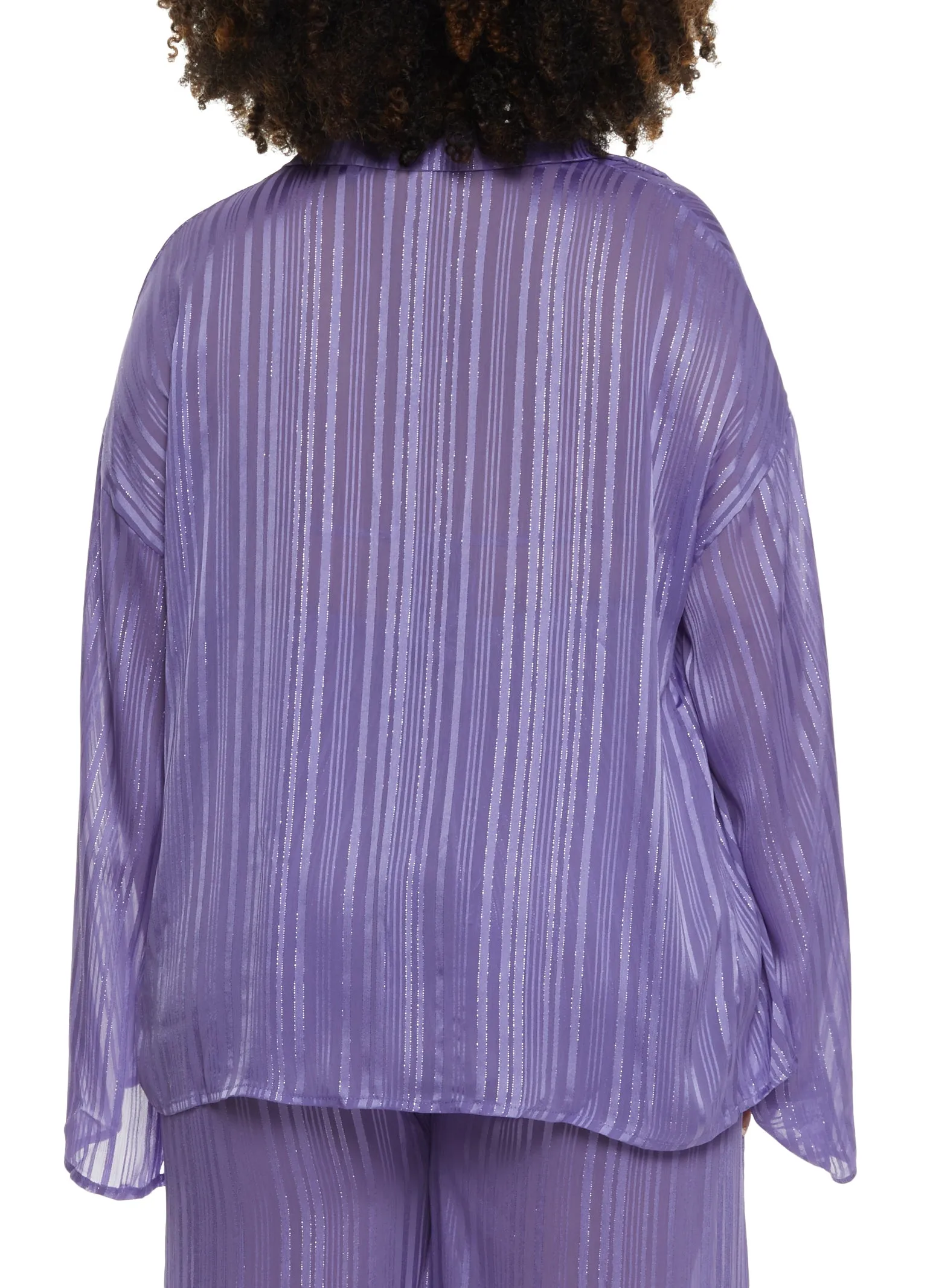 Plus Size Lurex Shadow Stripe Open Front Top and Halter Top sold by Rainbow product image thumbnail 3