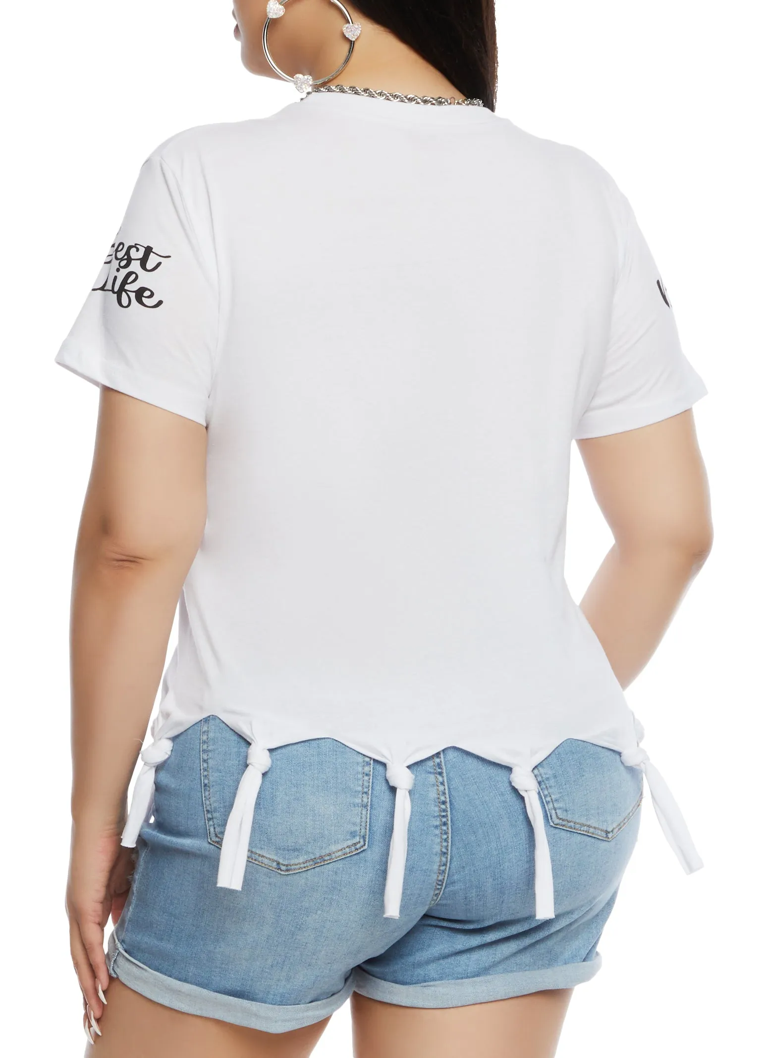 Plus Size Living My Best Life Knot Hem Graphic Tee sold by Rainbow product image thumbnail 3
