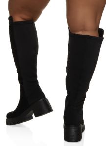 Elastic Back Wide Calf Platform Tall Boots sold by Rainbow