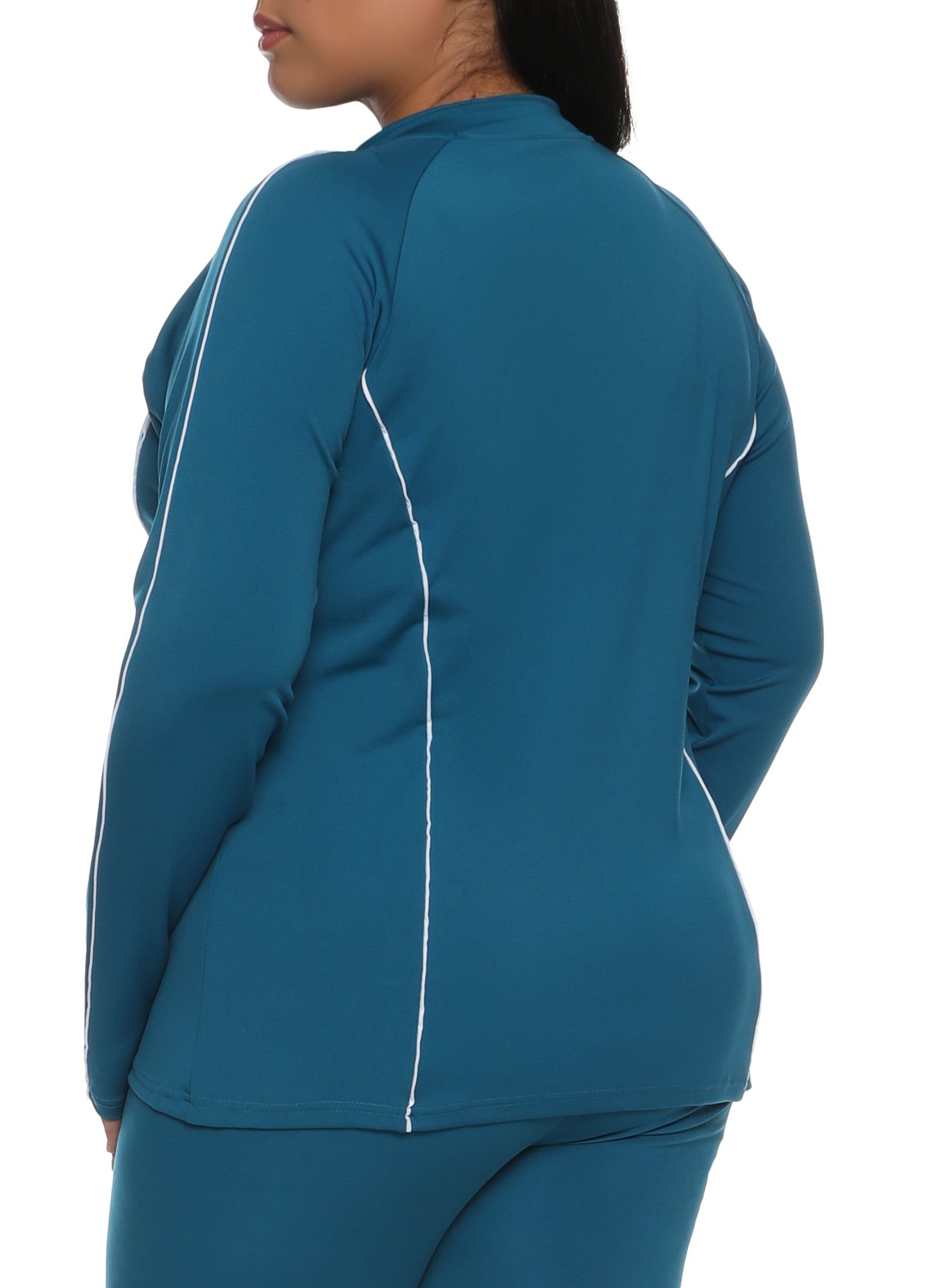 Plus Size Contrast Piping Zip Front Track Jacket sold by Rainbow product image thumbnail 3