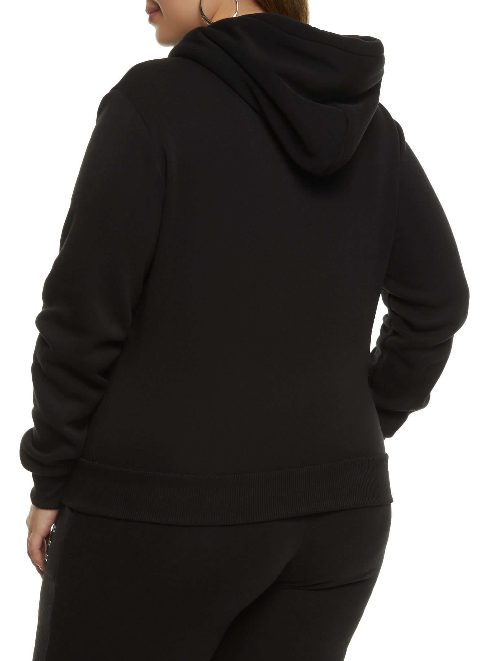 Plus Size Love Rhinestone Graphic Zip Up Hoodie sold by Rainbow product image thumbnail 3