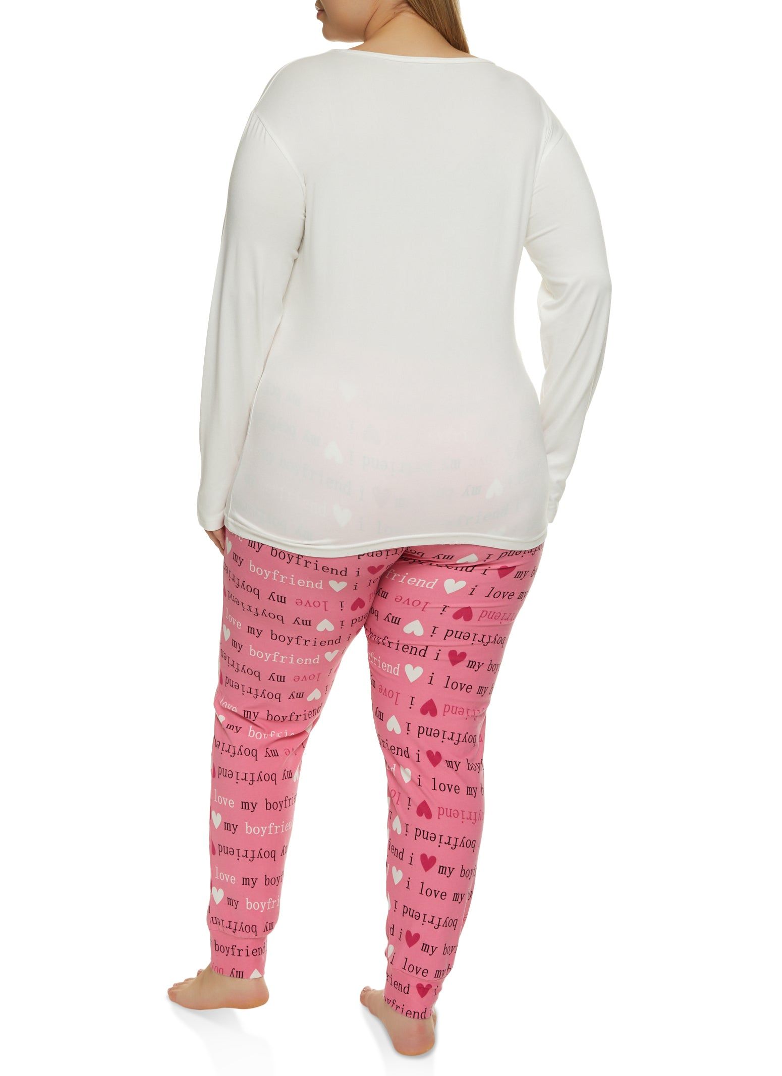Plus Size I Love My Boyfriend Pajama Long Sleeve Top and Pants sold by Rainbow product image thumbnail 2