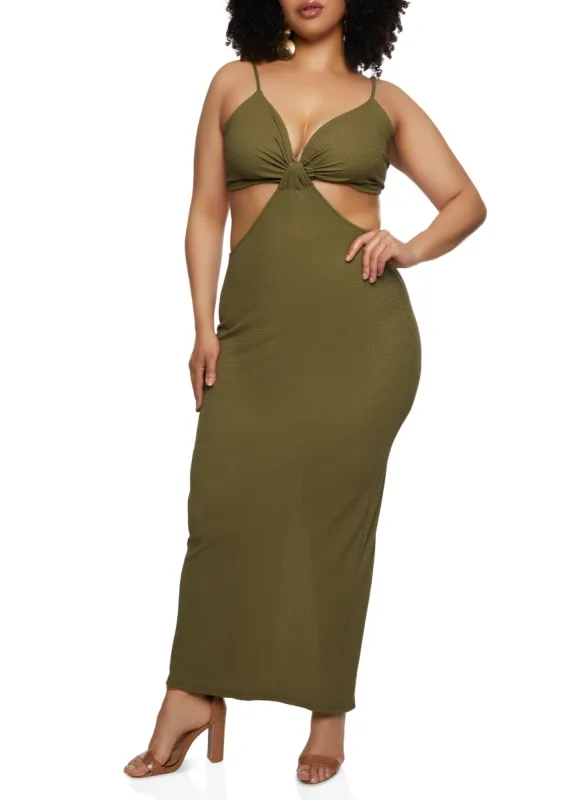 Plus Size Back Slit Cut Out Maxi Dress sold by Rainbow