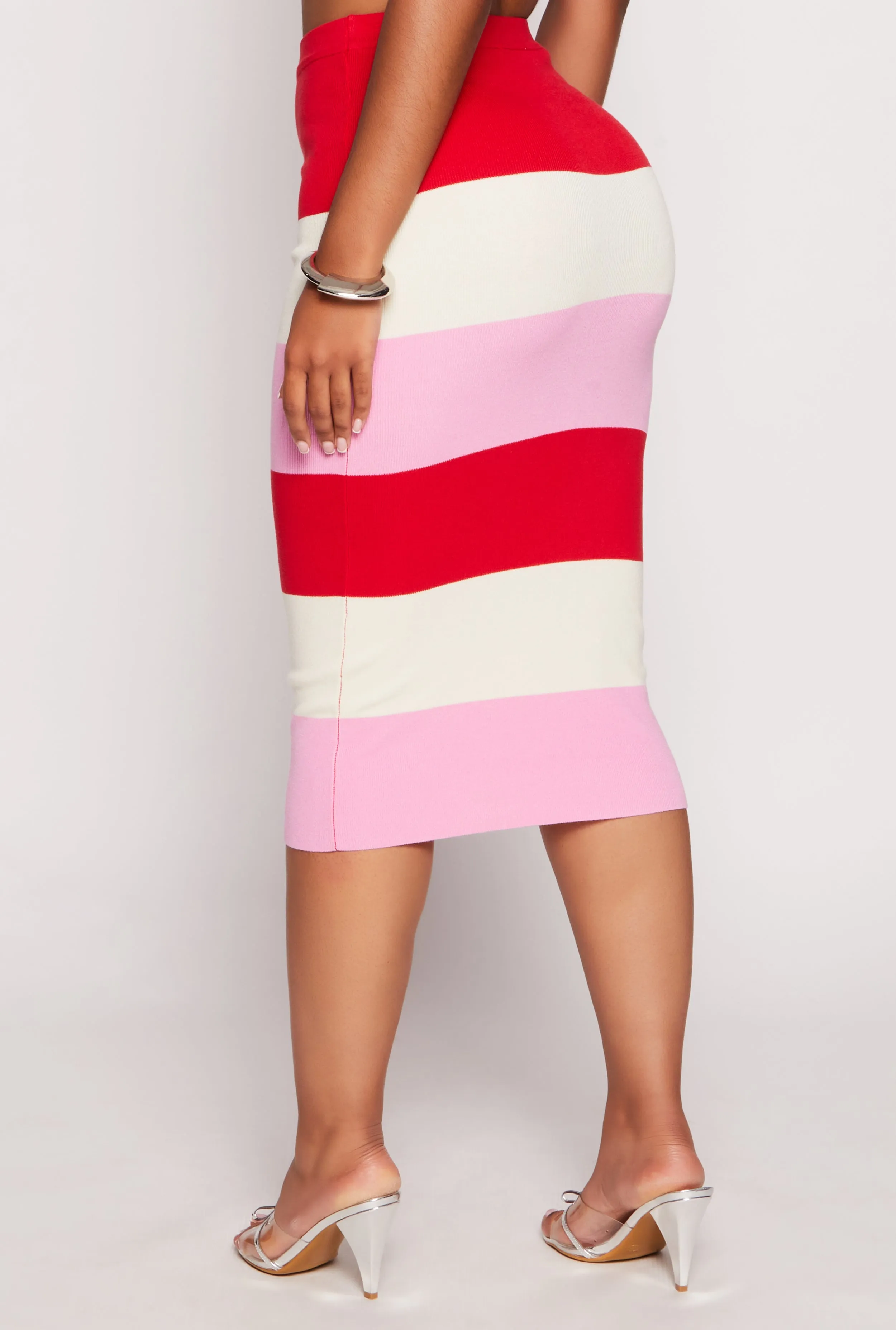 Color Block Knit Midi Skirt sold by Rainbow product image thumbnail 3