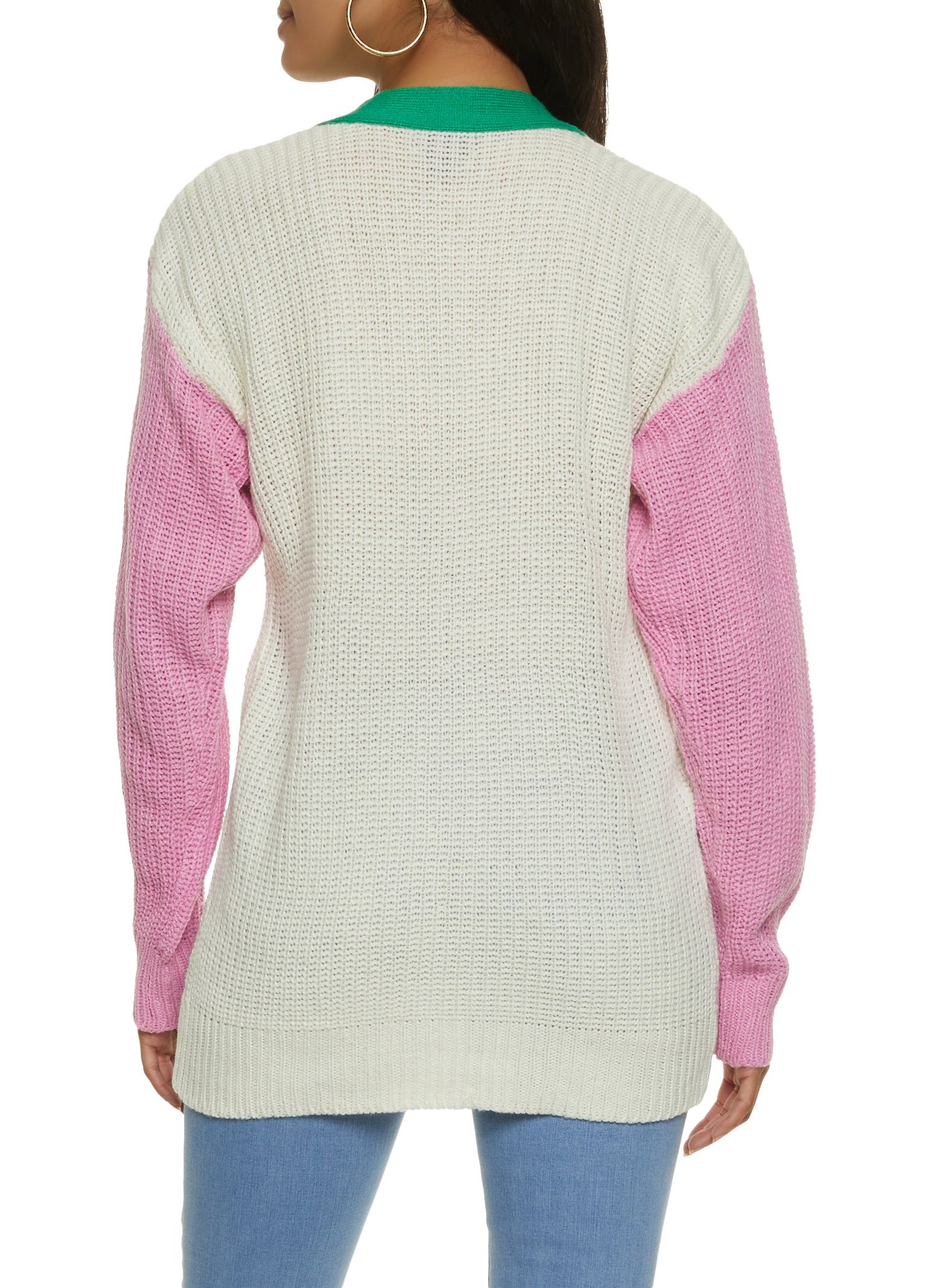 Color Block Button Front Cardigan sold by Rainbow product image thumbnail 2