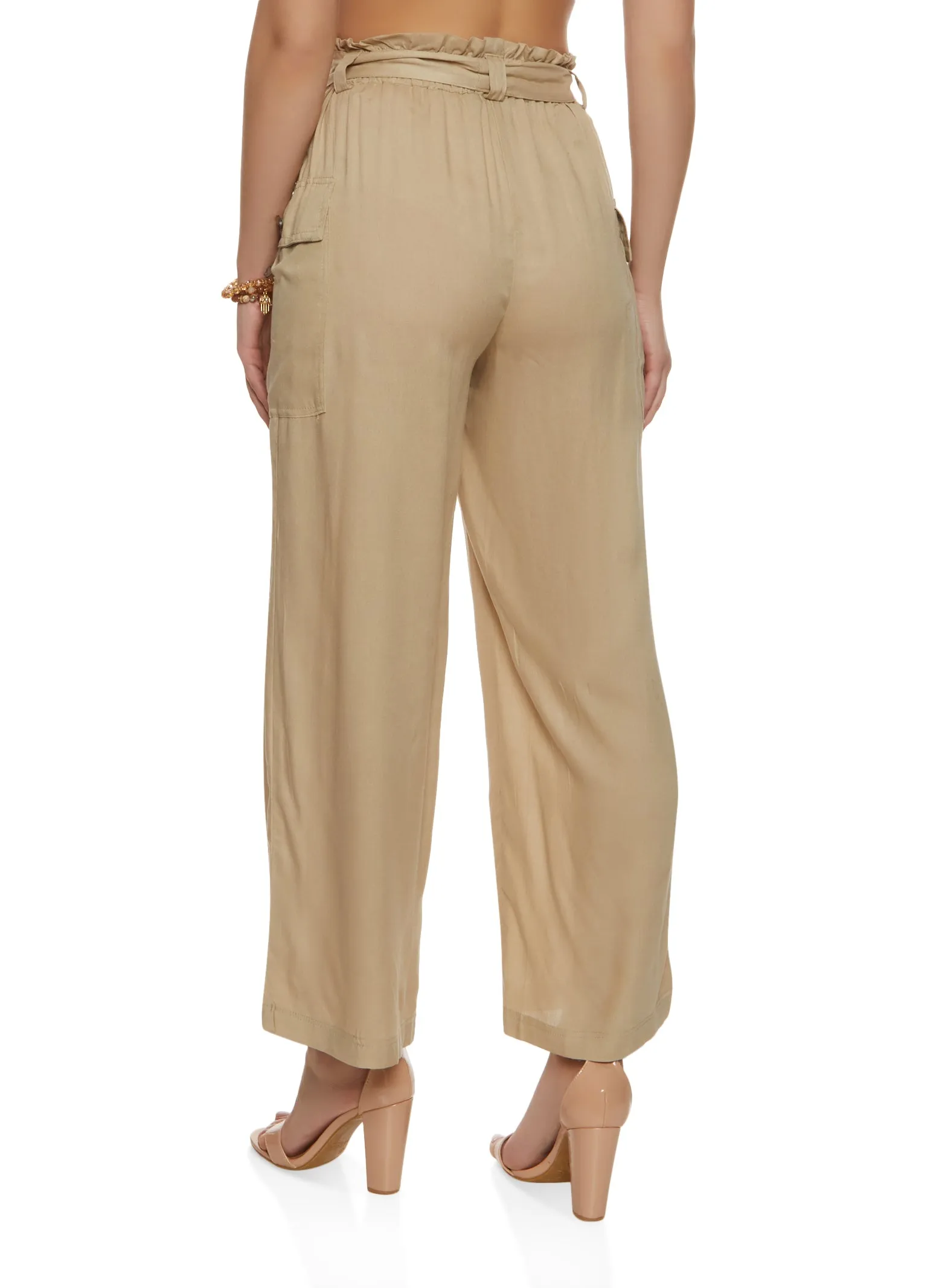 Paper Bag Waist Cargo Pocket Wide Leg Pants sold by Rainbow product image thumbnail 2