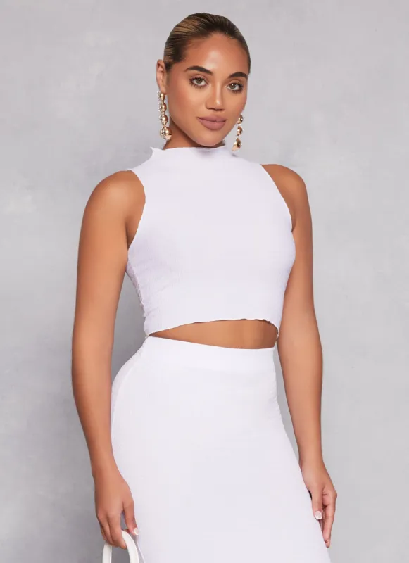 Textured Knit Sleeveless Crop Top sold by Rainbow