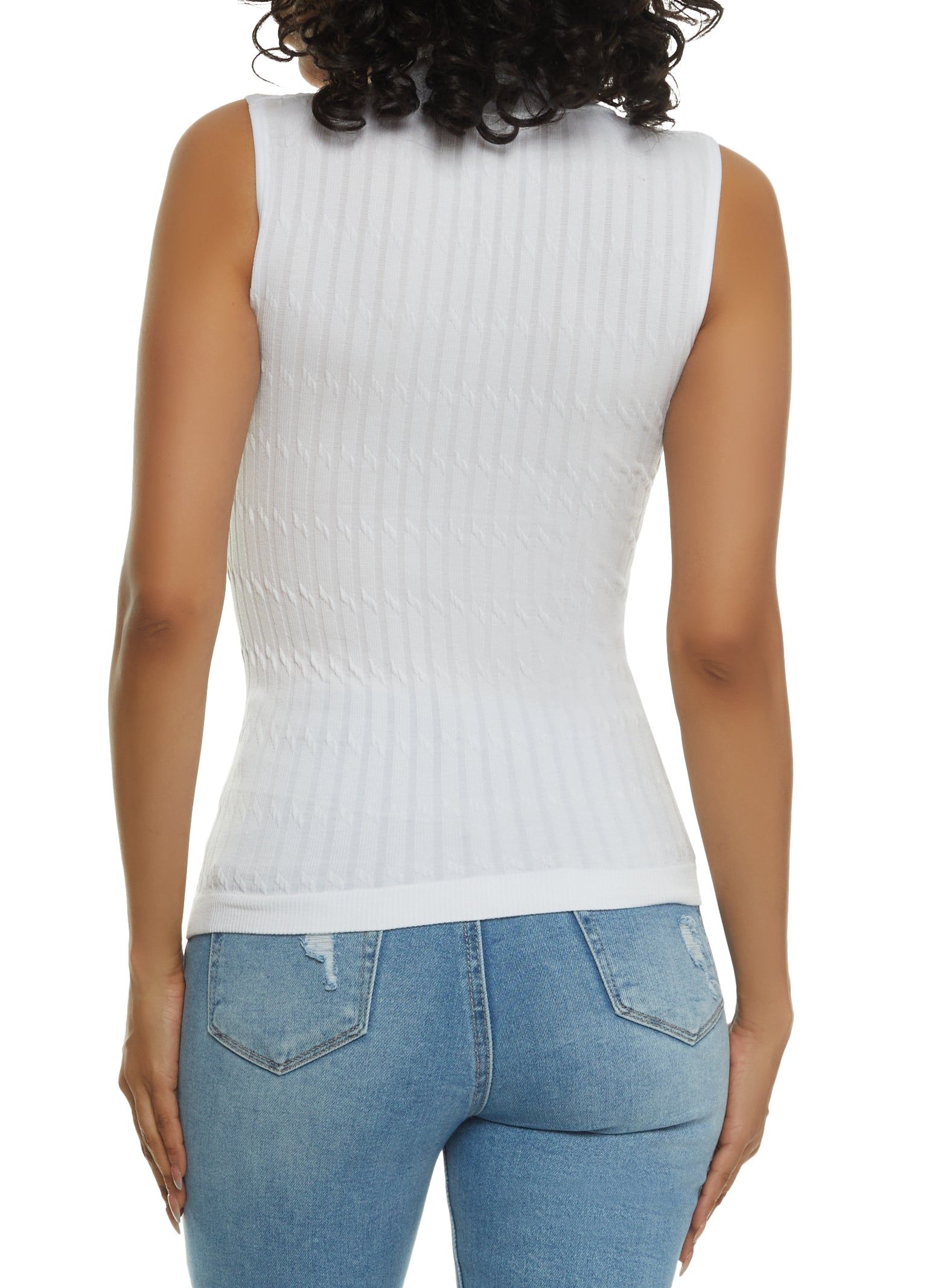 Textured Knit Mock Neck Tank Top sold by Rainbow product image thumbnail 2