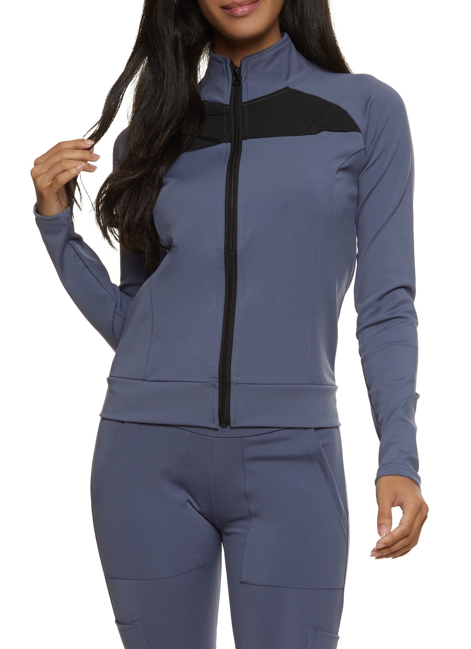 Zip Front Mock Neck Track Jacket sold by Rainbow