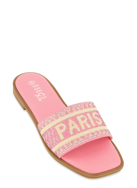 Rhinestone Paris Slide Sandals sold by Rainbow