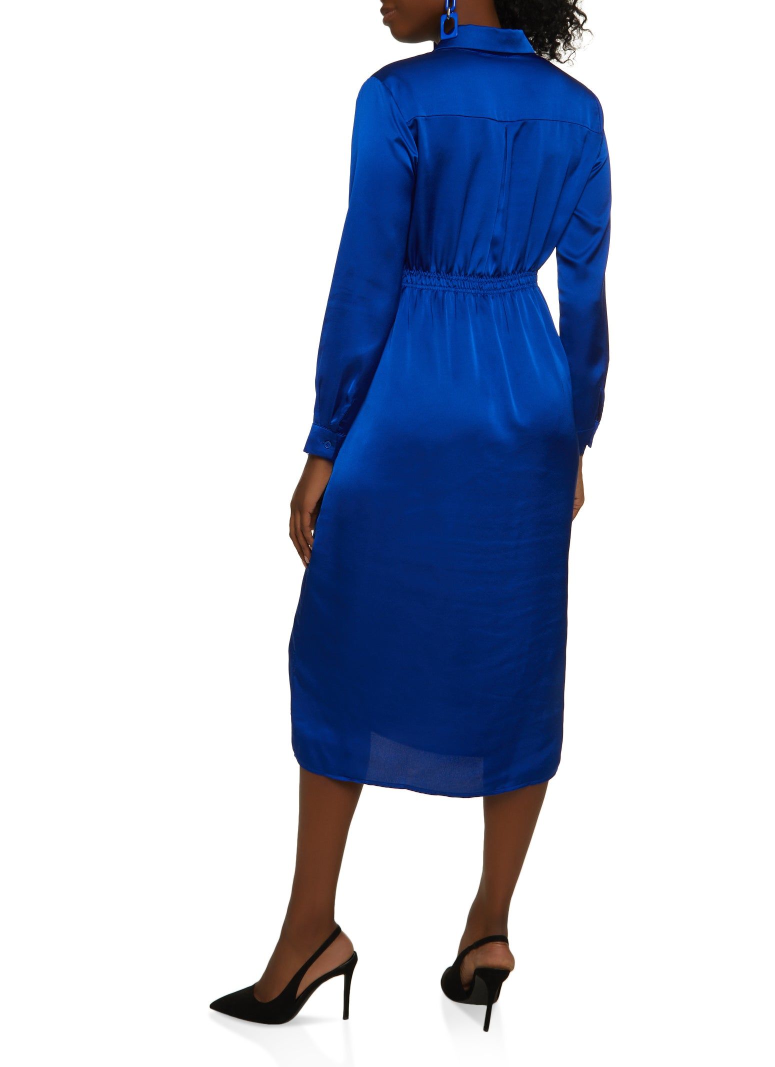 Satin Faux Wrap Button Front Dress sold by Rainbow product image thumbnail 3